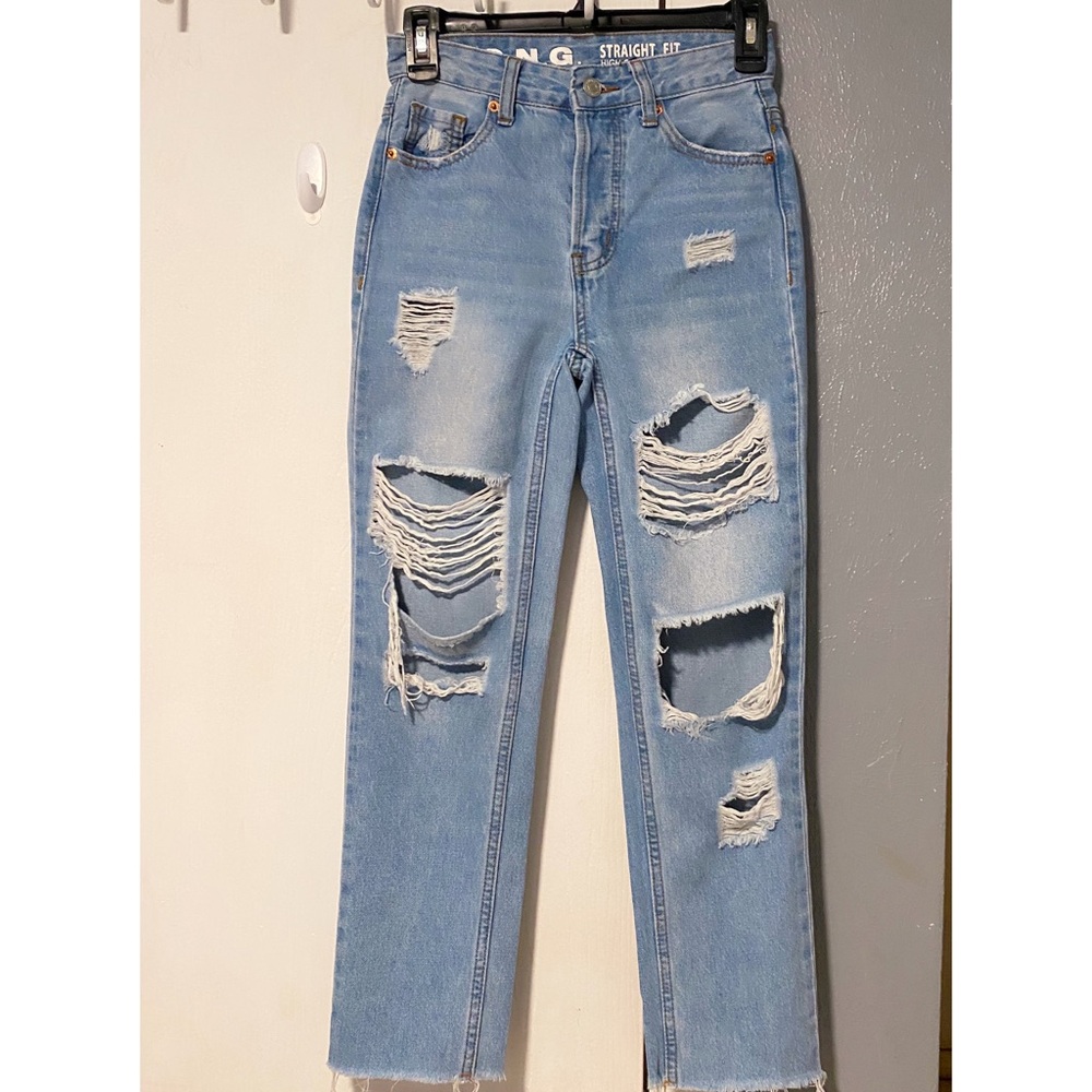 S.O.N.G Straight Fit High Rise Distressed Jeans